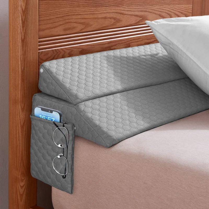 EUHAMS King Size Bed Wedge Pillow Bed Gap Filler Mattress Wedge Headboard Pillow Close The Gap 07 Between Your Headboard and Mattress or Wall for Sleeping Backrest Pillow 76x10x6 Gray